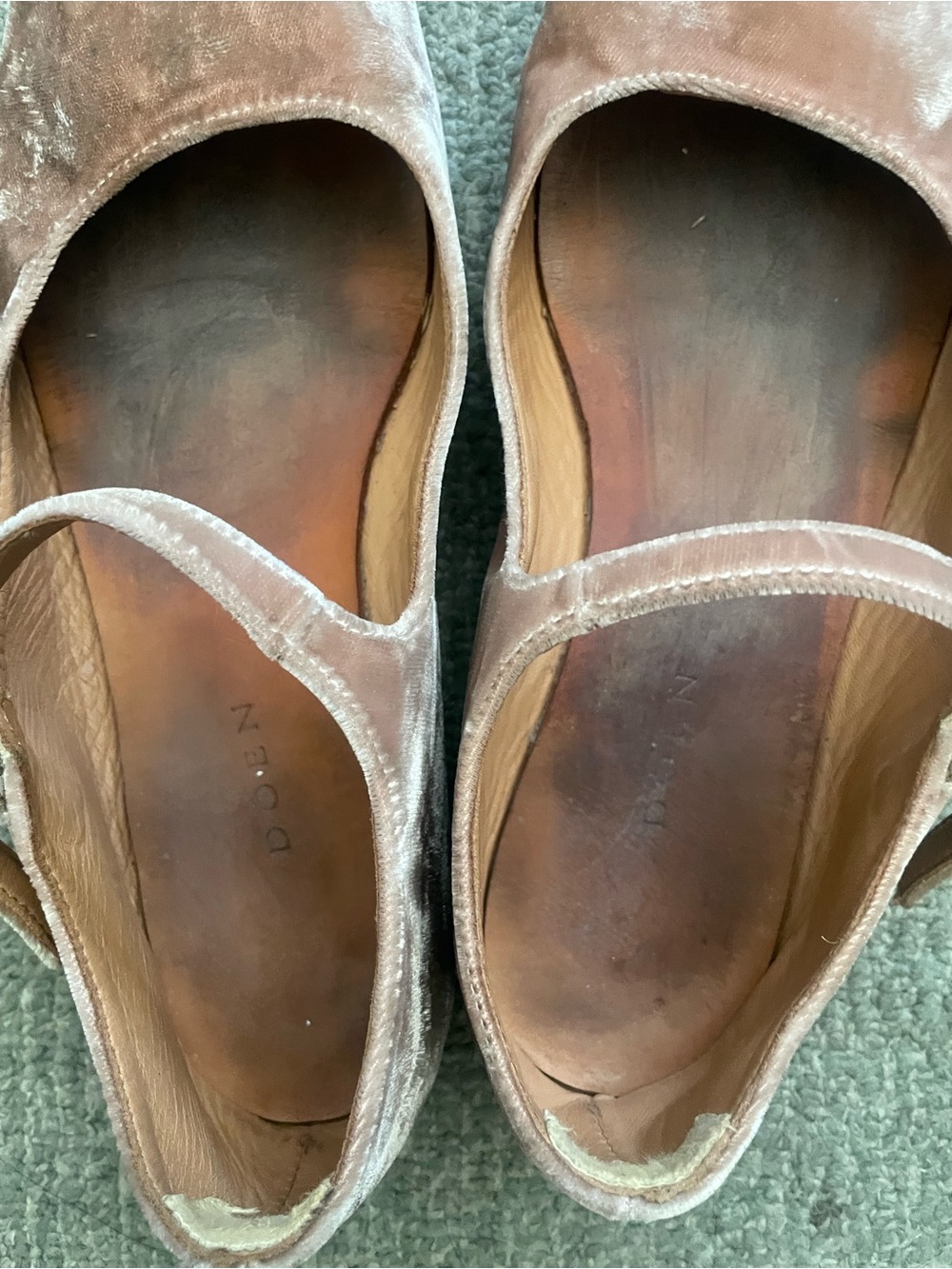 DOEN Women’s Mary Jane Blush Pink Velvet Ballet Flats - Picture 7 of 11